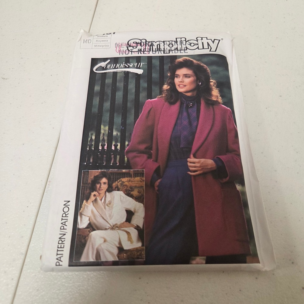 Vintage 1985 Simplicity 7161 Lined Jacket Coat Pattern Size Medium 14-16 80s USA